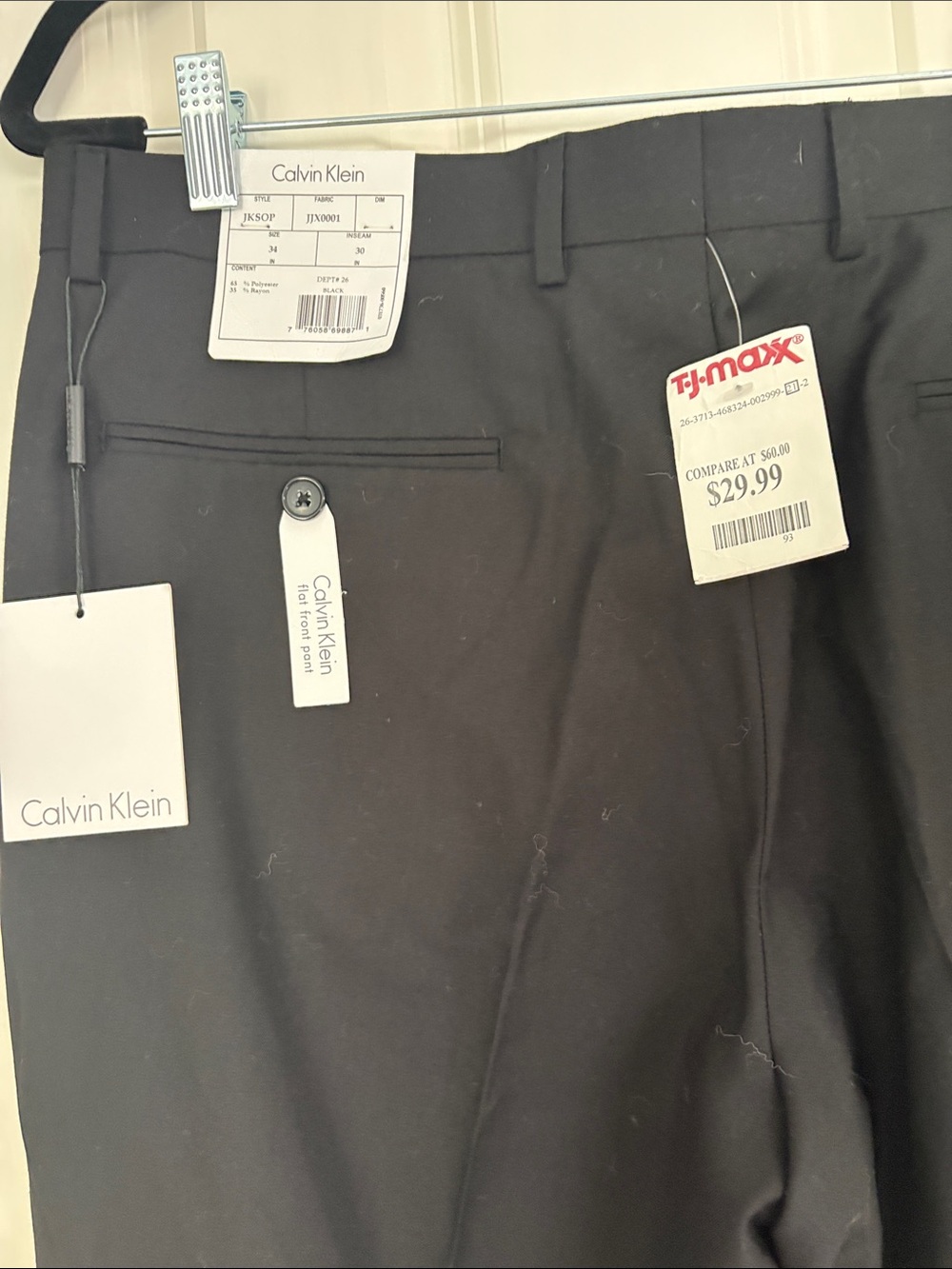 Calvin Klein Flat Front Men’s Classic Black Dress Pants - Picture 7 of 7